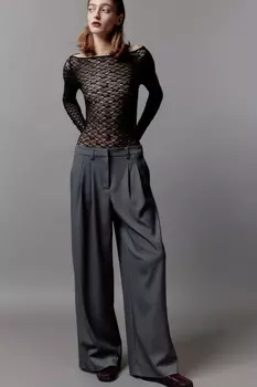 Брюки широкие костюмные с высокой посадкой