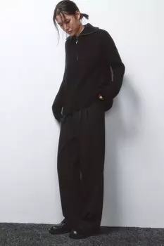 Брюки широкие костюмные со стразами