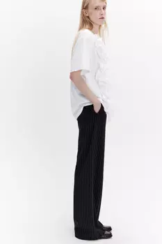 Брюки широкие костюмные в полоску