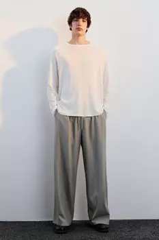 Брюки широкие льняные на завязках