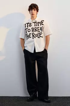 Брюки широкие льняные на завязках