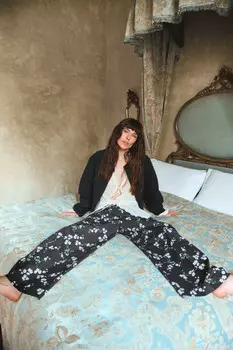 Брюки широкие с цветочным принтом