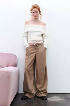 Брюки широкие с цветочным принтом