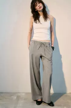 Брюки широкие с двойным поясом