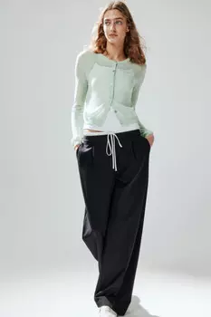 Брюки широкие с контрастным поясом