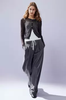 Брюки широкие с контрастным поясом