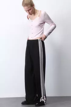 Брюки широкие с лампасами и бантиками