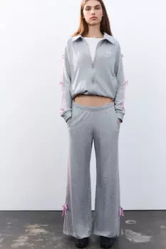 Брюки широкие с лампасами и бантиками