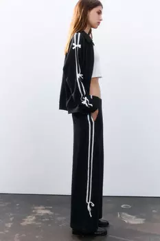 Брюки широкие с лампасами и бантиками