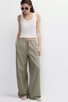 Брюки широкие с поясом на завязках