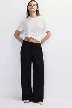 Брюки широкие с поясом на завязках