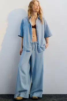 Брюки широкие с поясом на завязках