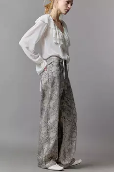 Брюки широкие с принтом под питона