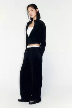 Брюки широкие с велюровой фактурой