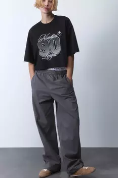 Брюки широкие текстильные с поясом-резинкой