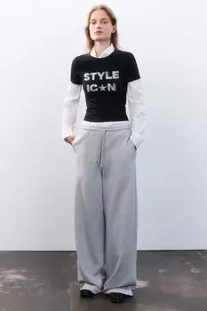 Брюки широкие трикотажные из футера