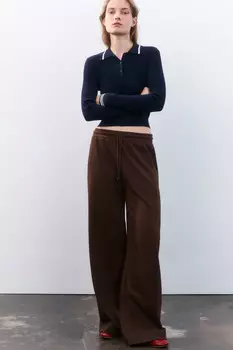 Брюки широкие трикотажные из футера