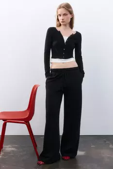 Брюки широкие трикотажные из футера