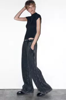 Брюки широкие трикотажные с вареным эффектом