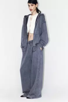 Брюки широкие трикотажные из футера