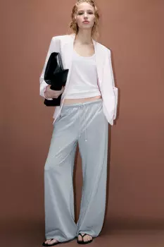 Брюки широкие трикотажные с завязками