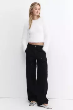 Брюки широкие твиловые с накладными карманами