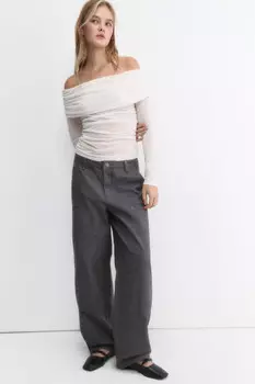 Брюки широкие твиловые с накладными карманами