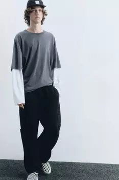 Брюки широкие утепленные с накладными карманами