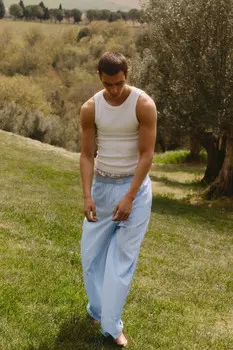 Брюки широкие в пижамном стиле