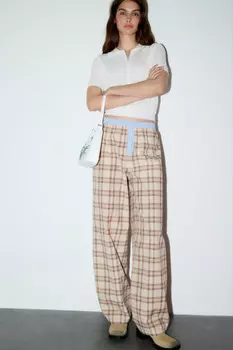 Брюки в клетку с бельевым поясом