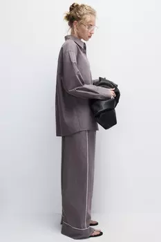 Брюки в полоску с тонкими лампасами