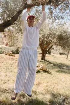 Брюки в полоску в пижамном стиле