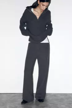 Брюки вязаные в рубчик со средней посадкой