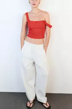 Брюки широкие с поясом на завязках