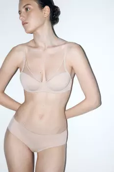 Бюстгальтер-бра гладкий с сетчатой вставкой
