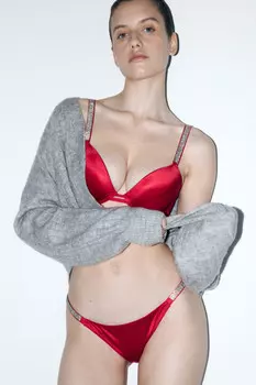 Бюстгальтер-бра со стразами на бретельках