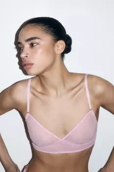 Бюстгальтер-бралетт из сетки с сердечками