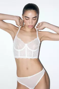 Бюстгальтер-корсет из кружева с сеткой