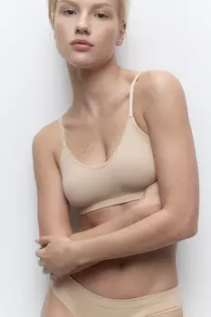 Бюстгальтер-топ бесшовный в рубчик