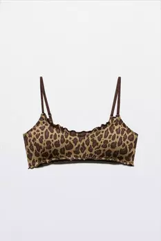 Бюстгальтер-топ в рубчик с принтом