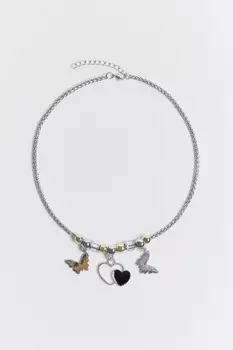 Цепочка на шею с подвесками и бусинами