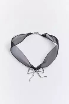 Цепочка серебристая с подвеской-бантиком