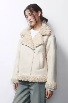 Дубленка из искусственной замши с отделкой