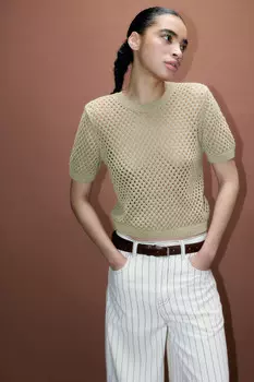 Джемпер ажурный с короткими рукавами