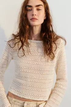 Джемпер ажурный с расклешенными рукавами