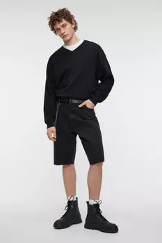 Джемпер хлопковый вязаный с V-образным вырезом