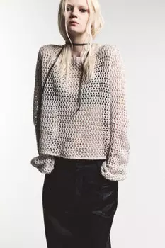 Джемпер-кроше ажурный с пайетками