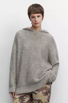Джемпер oversize вязаный с капюшоном