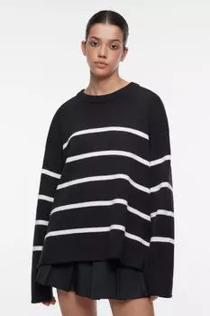 Джемпер oversize вязаный хлопковый в полоску