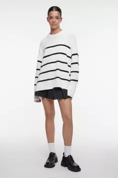 Джемпер oversize вязаный хлопковый в полоску